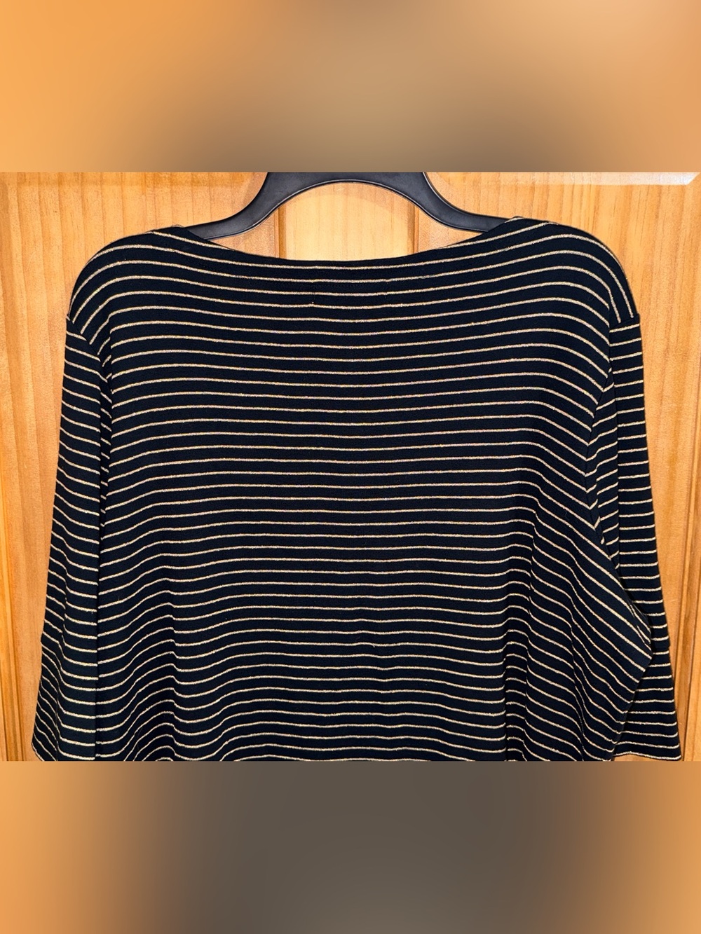 NWOT Lauren Ralph Lauren Black & Metallic Gold Striped Knit Top w 3/4 Sleeve-3X - Picture 8 of 10